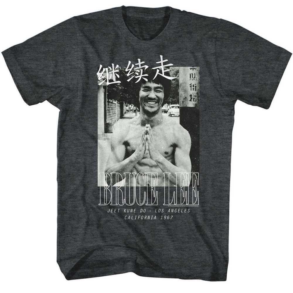 Bruce Lee Bruce Lines Black Heather Adult T-Shirt